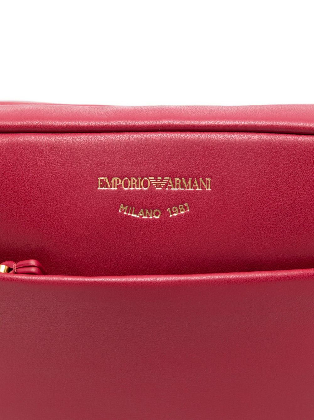 Emporio Armani Red Leather Rectangular Clutch with Detachable Strap Red