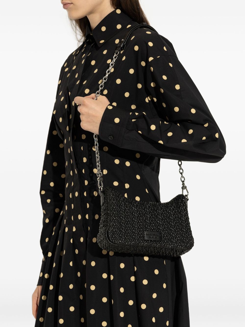 Emporio Armani Quilted Chevron Mini Shoulder Bag Black