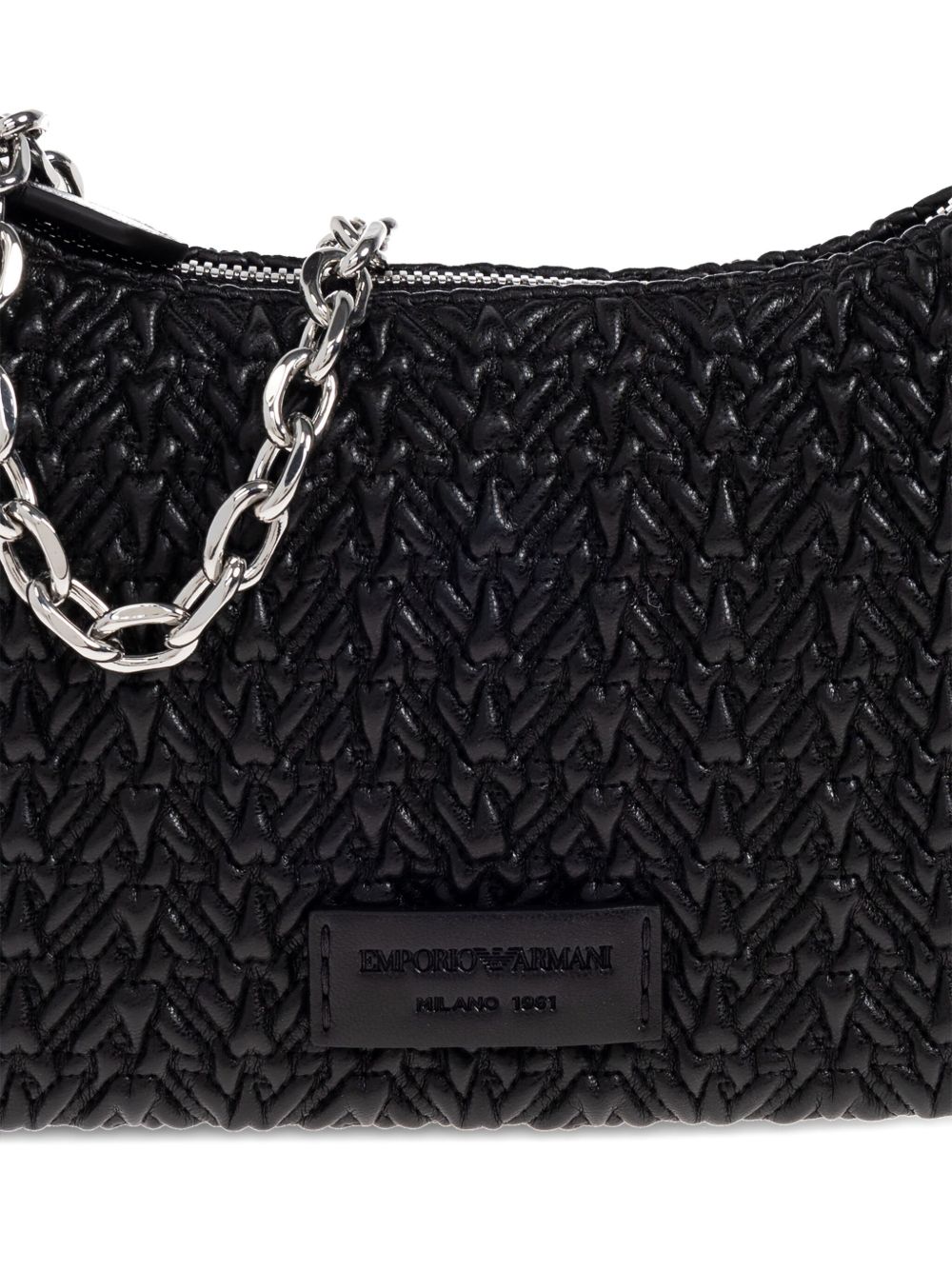 Emporio Armani Quilted Chevron Mini Shoulder Bag Black