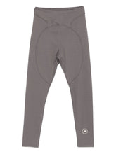 Adidas By Stella McCartney High-Waisted Charcoal Leggings with Logo Detail Brown