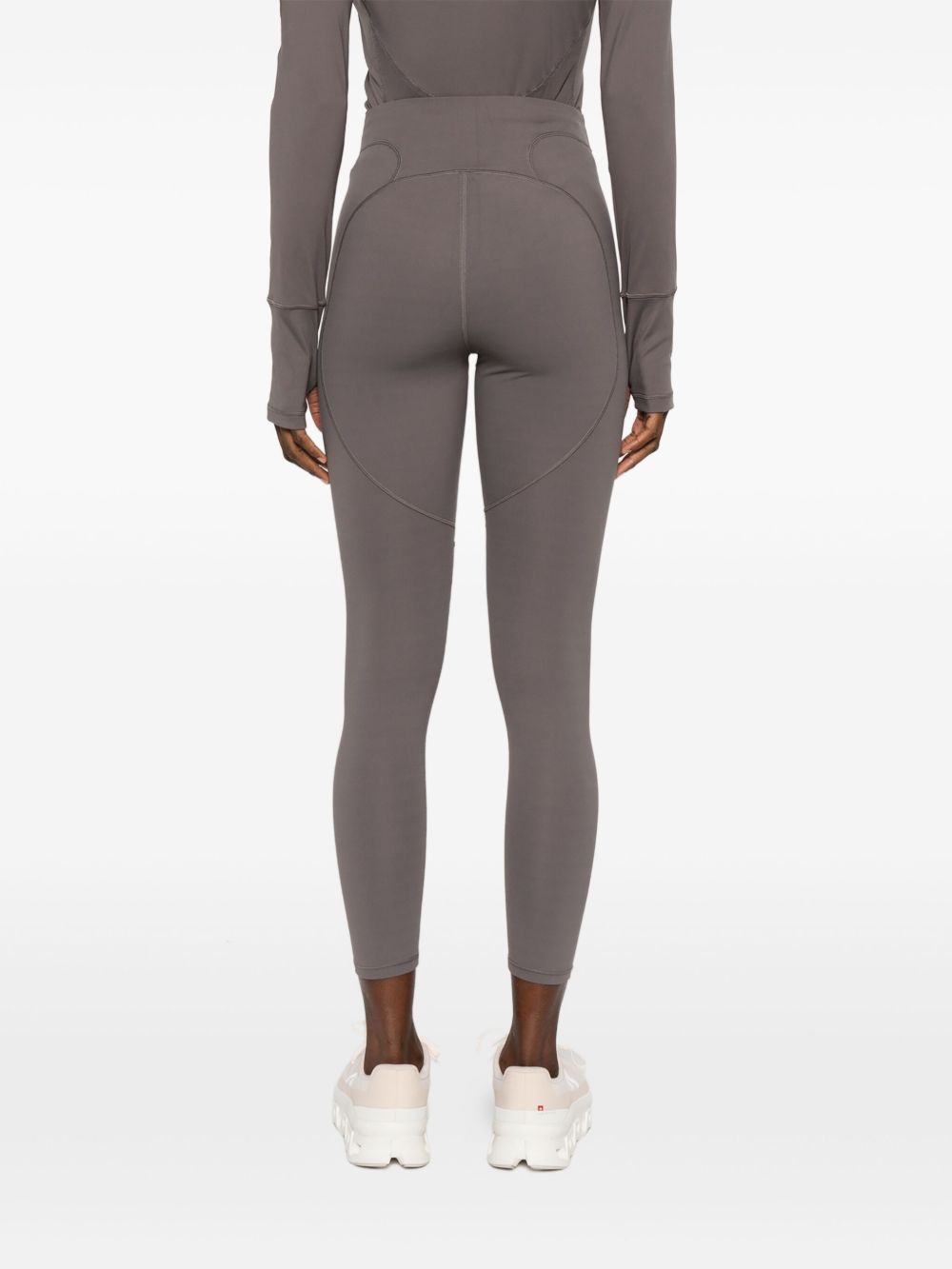 Adidas By Stella McCartney High-Waisted Charcoal Leggings with Logo Detail Brown
