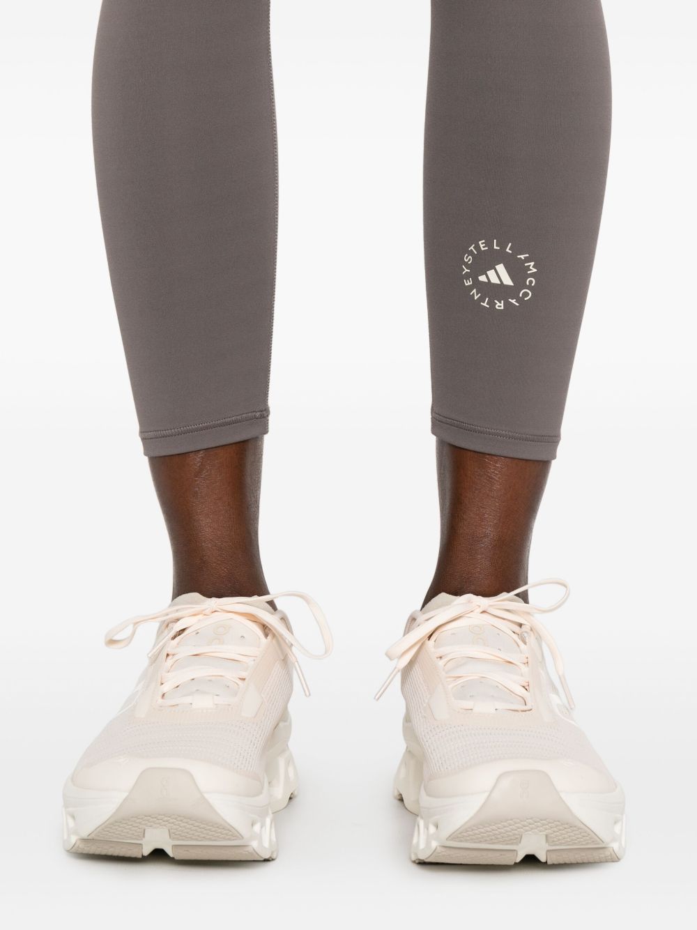 Adidas By Stella McCartney High-Waisted Charcoal Leggings with Logo Detail Brown