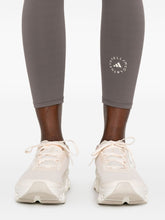 Adidas By Stella McCartney High-Waisted Charcoal Leggings with Logo Detail Brown