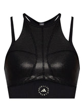 Adidas By Stella McCartney Panelled Logo Band Crossed-Strap Sports Bra Black Black