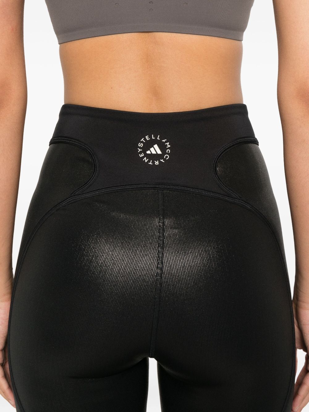 Adidas By Stella McCartney High-Waisted Panelled Metallic Leggings Black