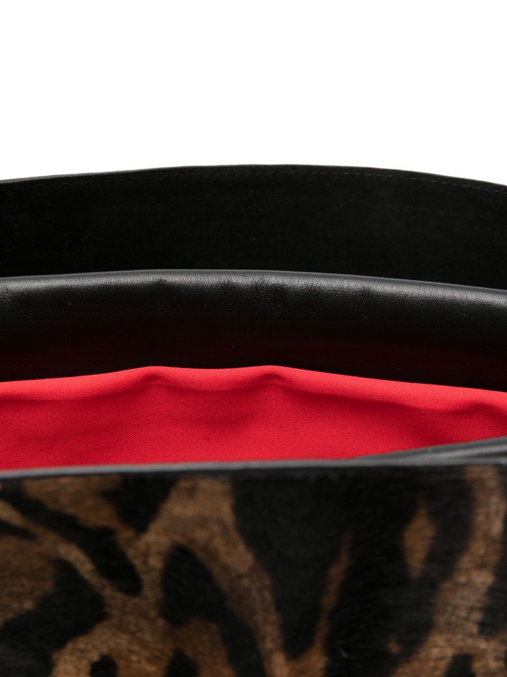 Christian Louboutin Leopard Print Leather Shoulder Bag Brown