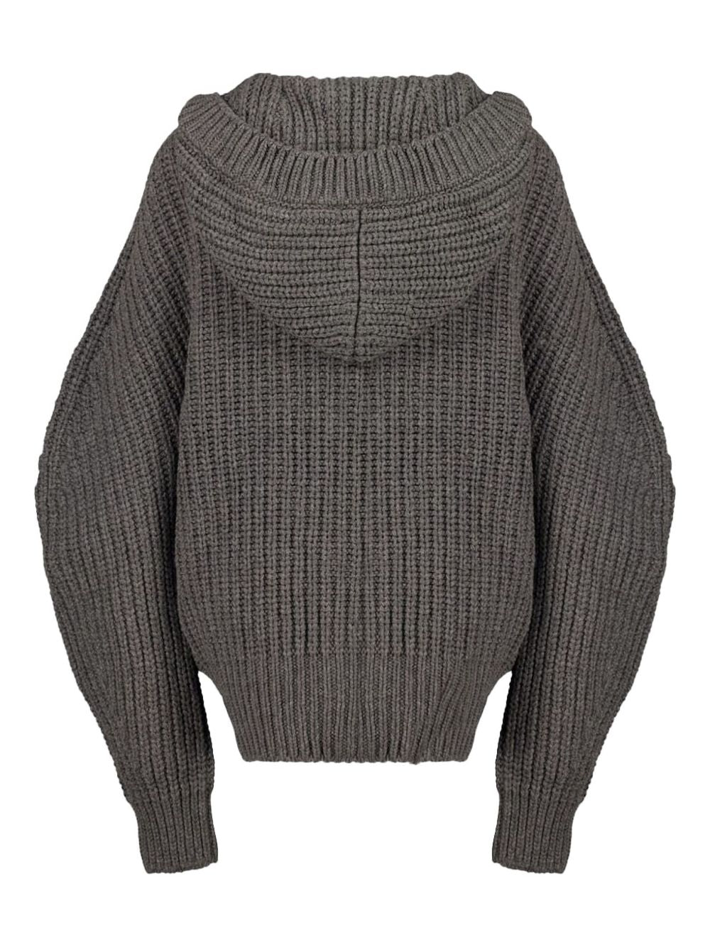 Stella McCartney Ribbed Knit Hooded Cashmere-Blend Sweater Grey