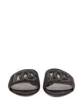 Dolce & Gabbana Suede Crystal-Embellished DG Logo Sandals Black