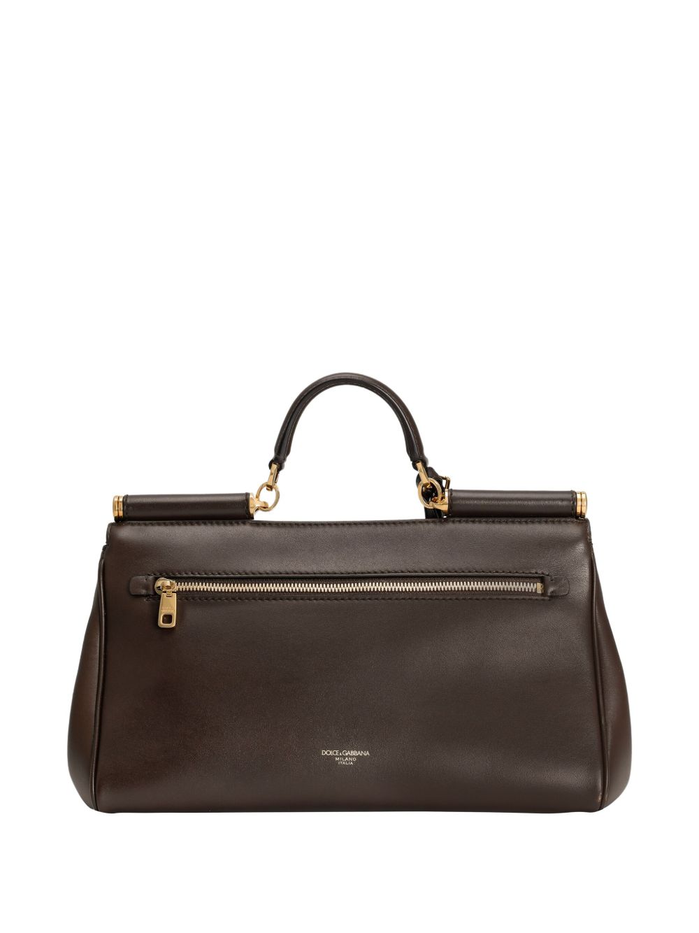 Dolce & Gabbana Sicily Soft Leather Top Handle Bag Dark Brown