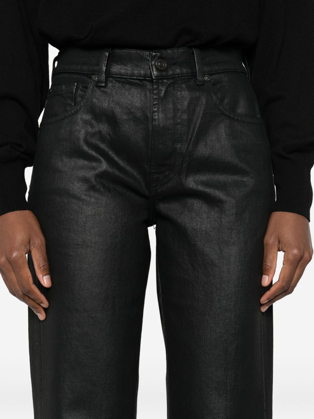 Seven Black Coated Denim Jeans with Five Pockets Black
