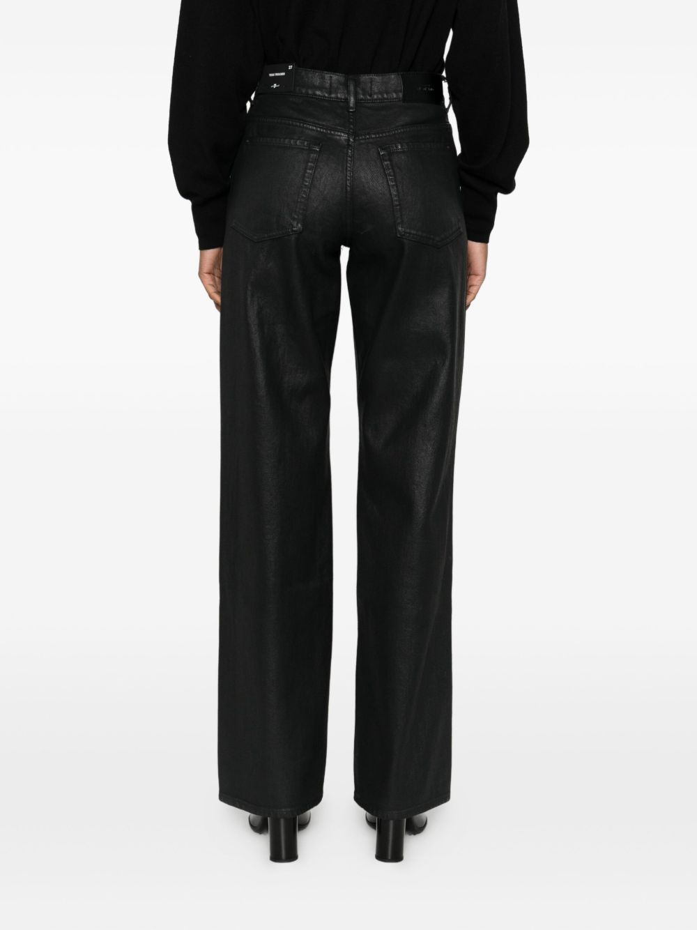 Seven Black Coated Denim Jeans with Five Pockets Black