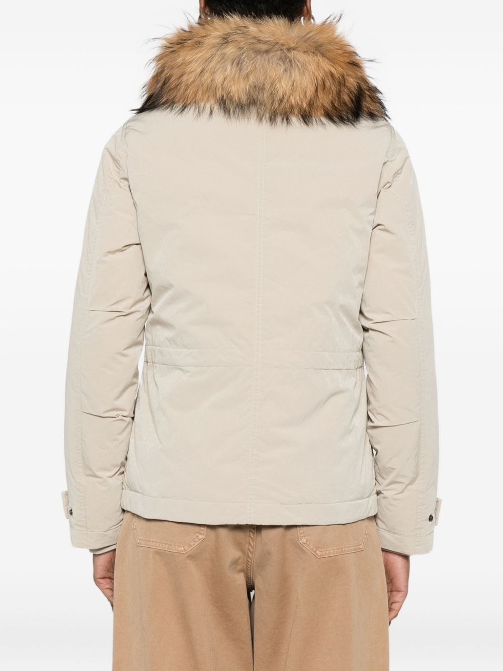Woolrich Fur-Trimmed Hooded Down Jacket Beige Beige