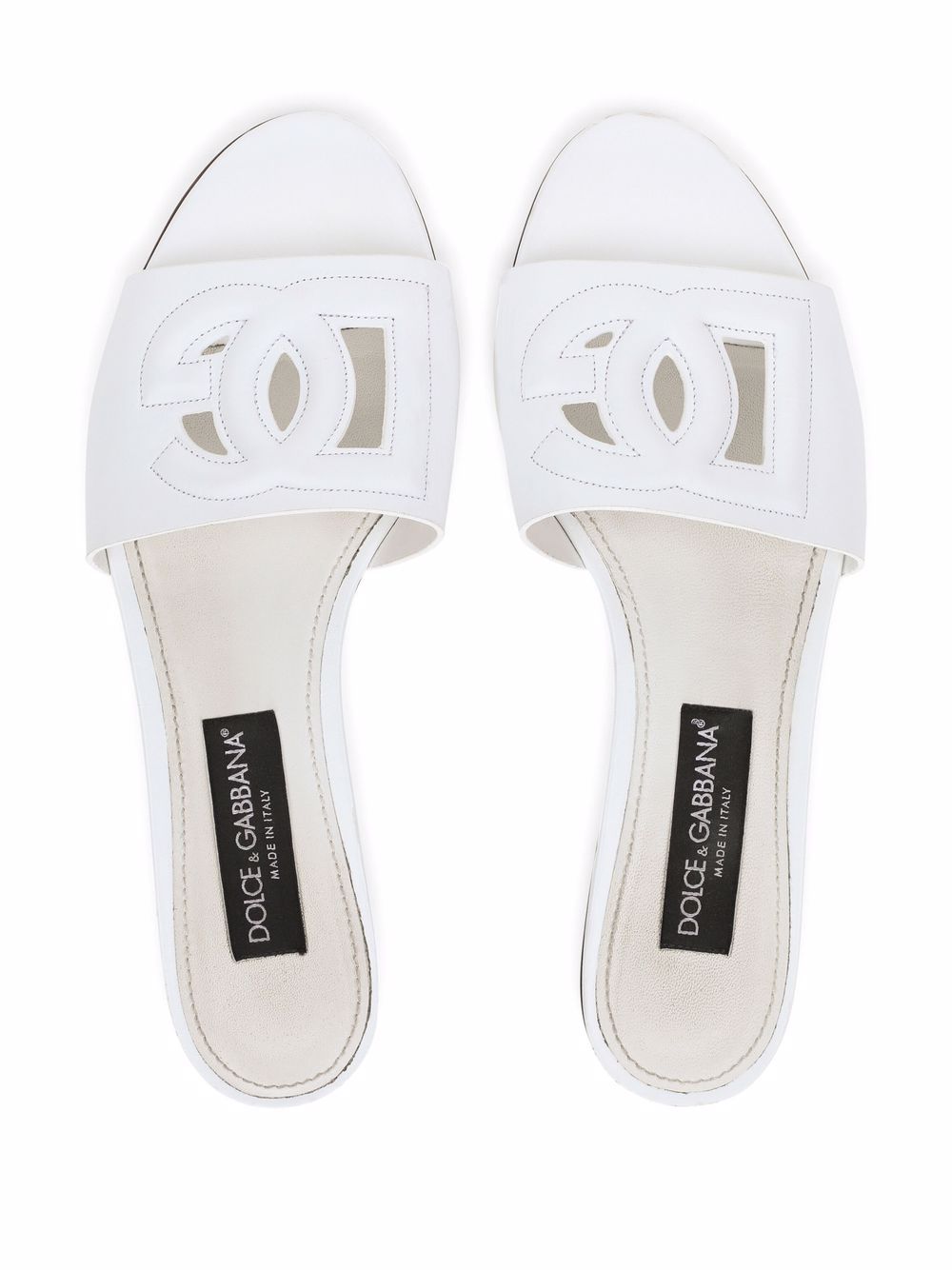 Dolce & Gabbana DG Millennials Logo White Leather Sandals White