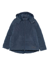 Emporio Armani Quilted Nylon Down Jacket with Detachable Hood Blue