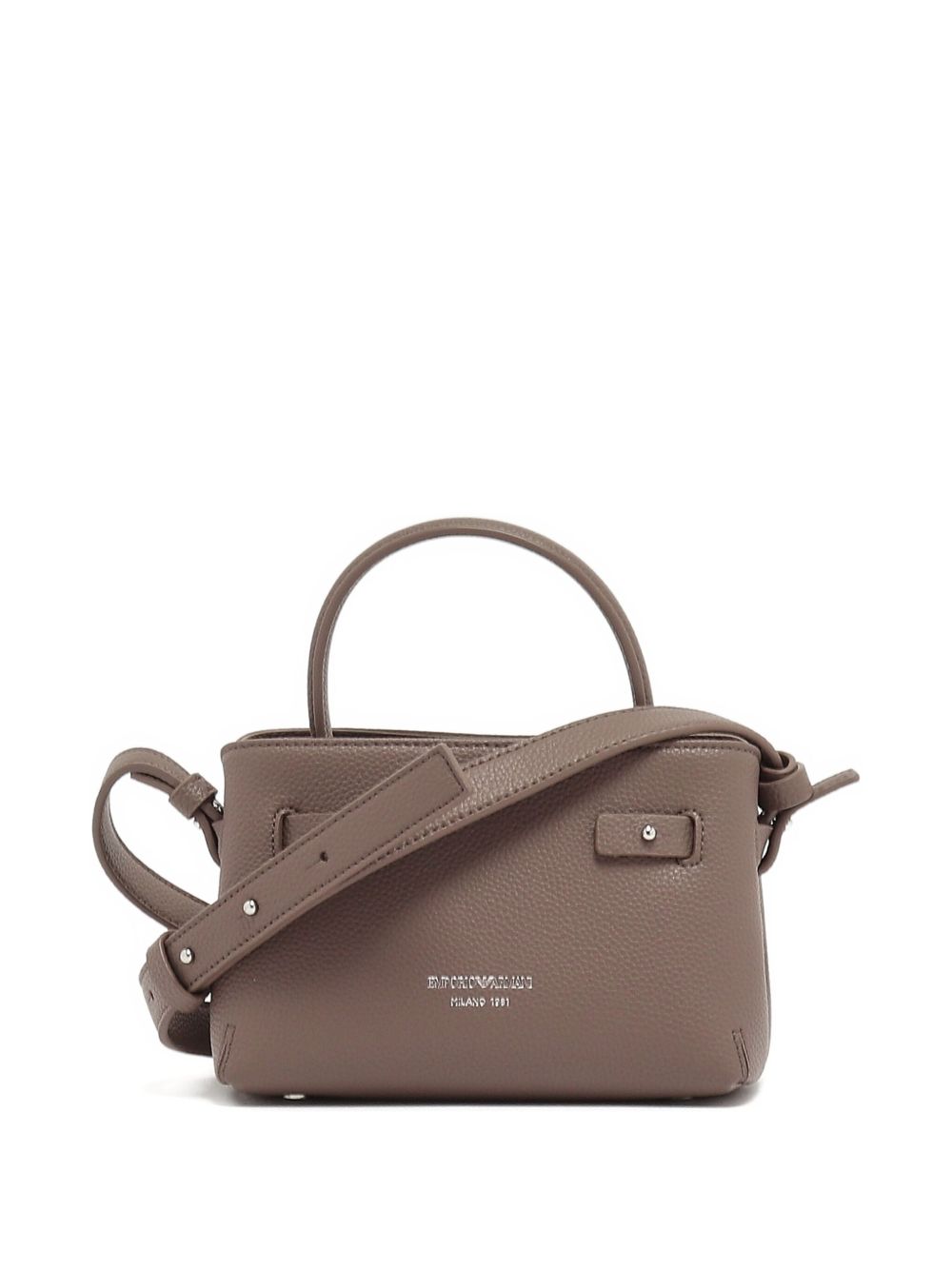 Emporio Armani Small Pebble-Texture Top Handle Handbag Dove Grey