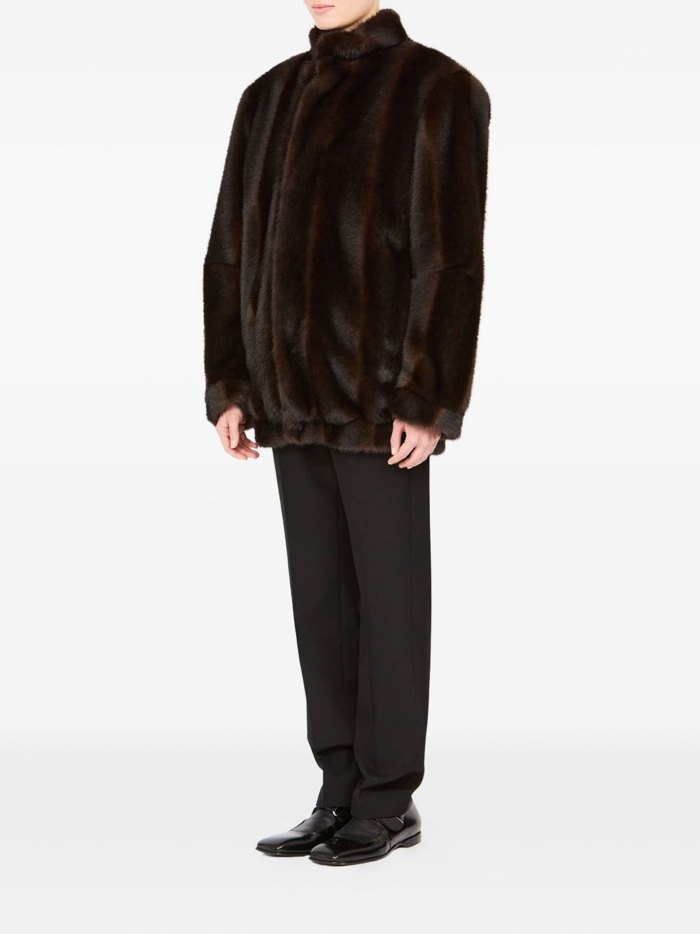 MM6 Maison Margiela Faux Fur Jacket Brown brown