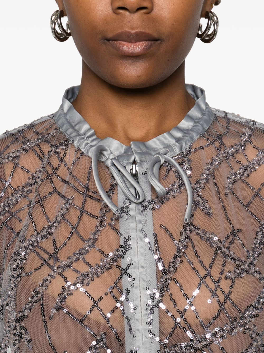 Emporio Armani Sequined Embellished Zip Jacket Silver Silver