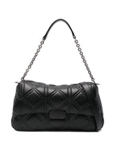 Emporio Armani Quilted Shoulder Bag with Chain-Link Detailing Black Black