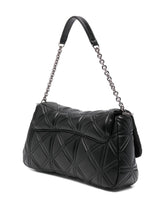 Emporio Armani Quilted Shoulder Bag with Chain-Link Detailing Black Black