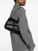 Emporio Armani Quilted Shoulder Bag with Chain-Link Detailing Black Black