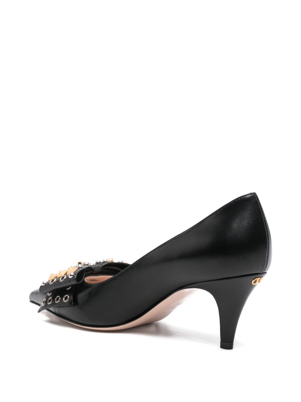 Valentino Garavani With Heel Pointed-Toe Leather Pumps Black