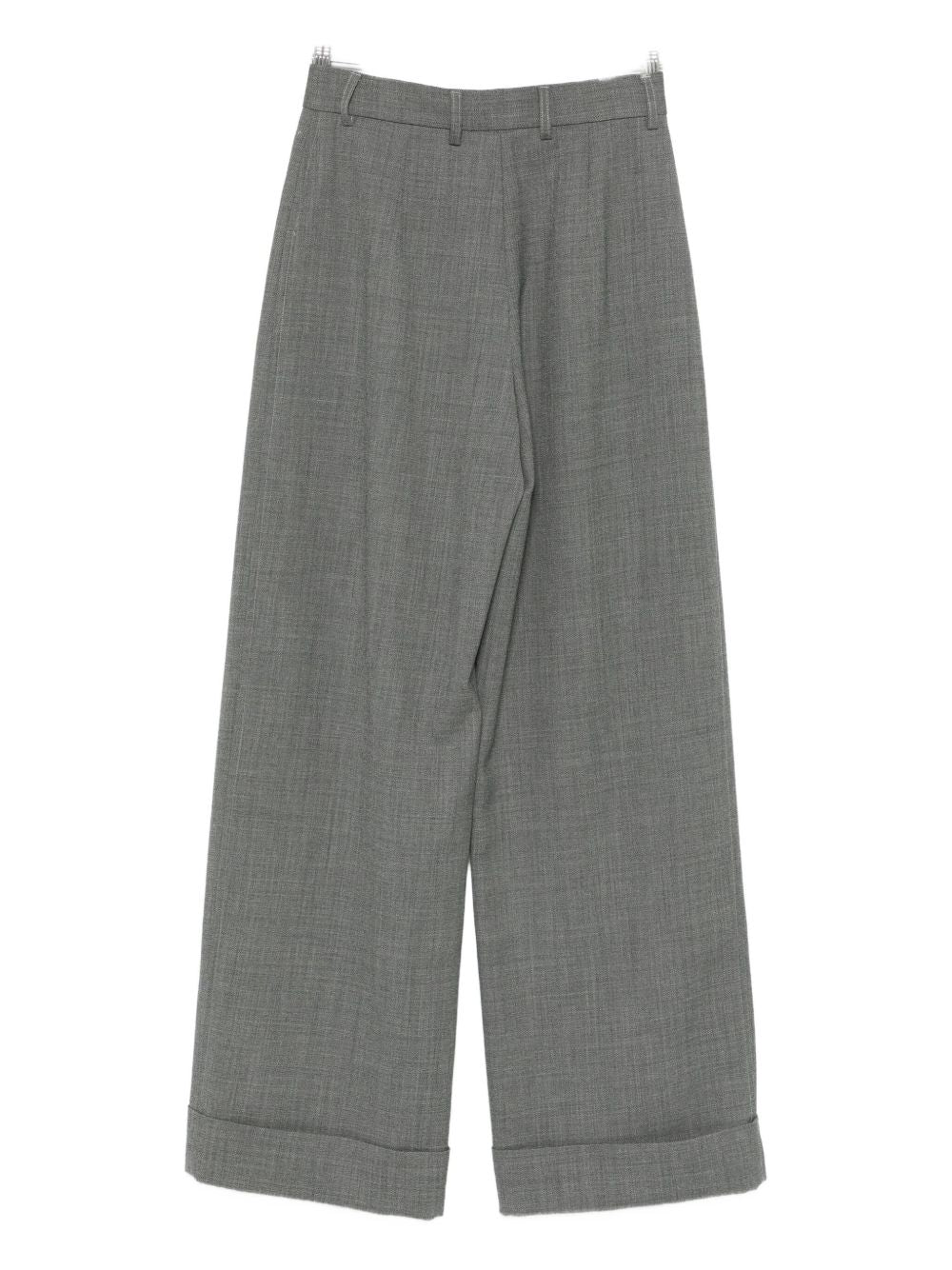 Emporio Armani Cuffed Hem Grey Wool Trousers Grey