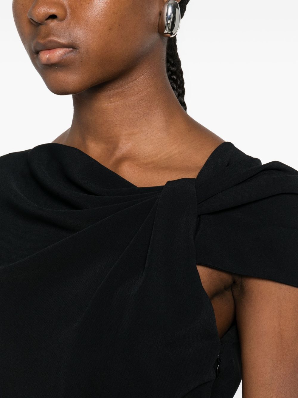 Givenchy Draped One-Shoulder Midi Dress Black