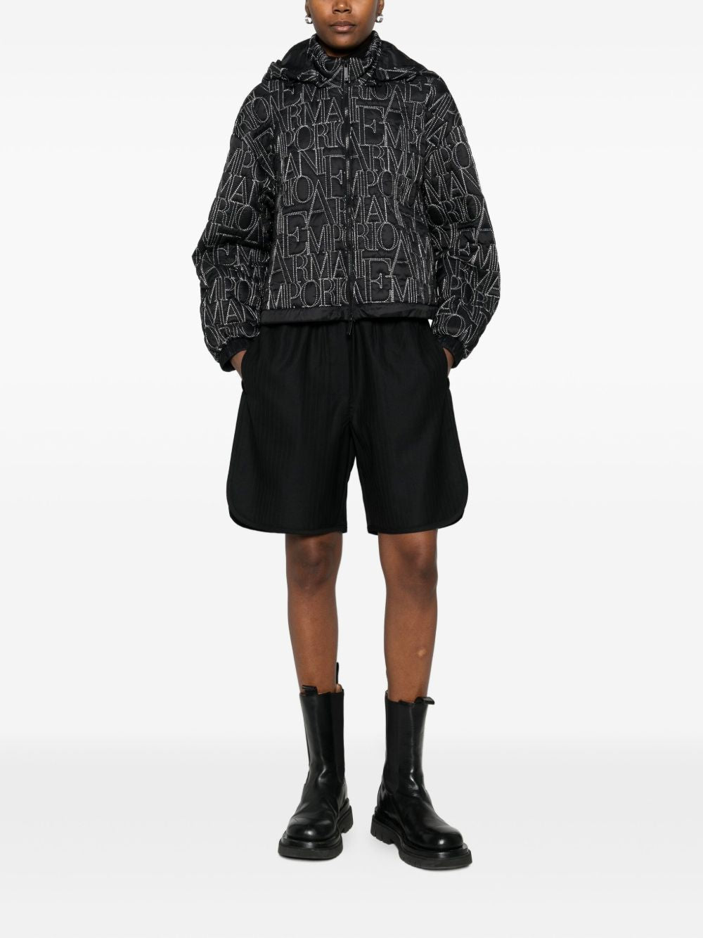 Emporio Armani All-Over Logo Nylon Blouson Jacket Black