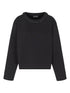 Emporio Armani Rhinestone-Embellished Cotton Crewneck Sweatshirt Black