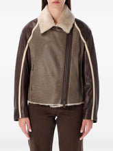 Emporio Armani Shearling Lamb Leather Jacket with Fur Collar Brown
