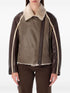 Emporio Armani Shearling Lamb Leather Jacket with Fur Collar Brown