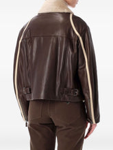 Emporio Armani Shearling Lamb Leather Jacket with Fur Collar Brown