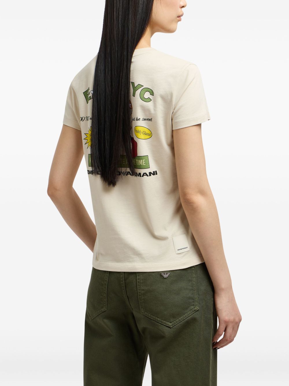 Emporio Armani Cotton Graphic Logo T-Shirt Beige Beige