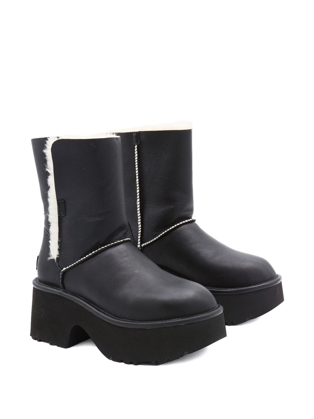 Ugg Australia Esmee Shearling-Trim Leather Platform Boots Black