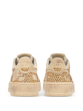 032C Medialist Low Beige Leather Sneakers with Rhinestone Embellishments Beige