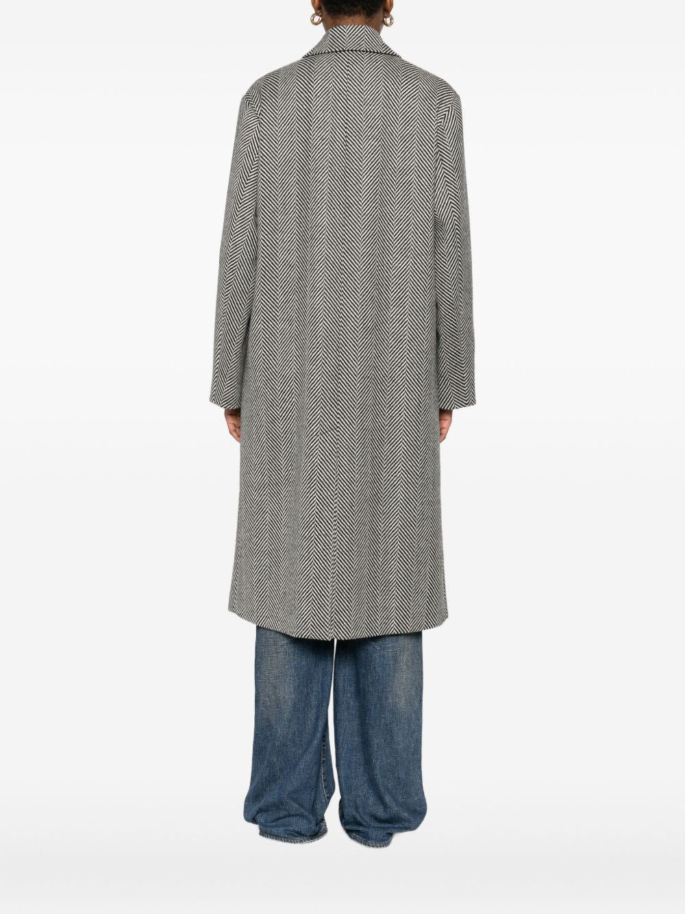 Forte Forte Double-Breasted Herringbone Virgin Wool Coat Grey