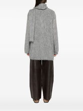 Forte Forte V-Neck Mohair-Blend Cardigan with Tie Scarf Grey