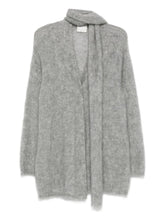 Forte Forte V-Neck Mohair-Blend Cardigan with Tie Scarf Grey