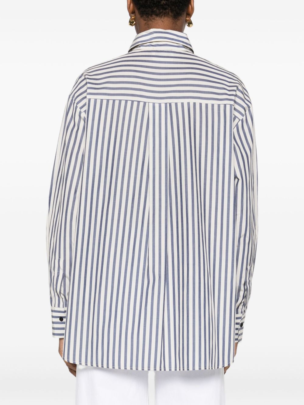 Forte Forte Striped Cotton-Blend Shirt Blue
