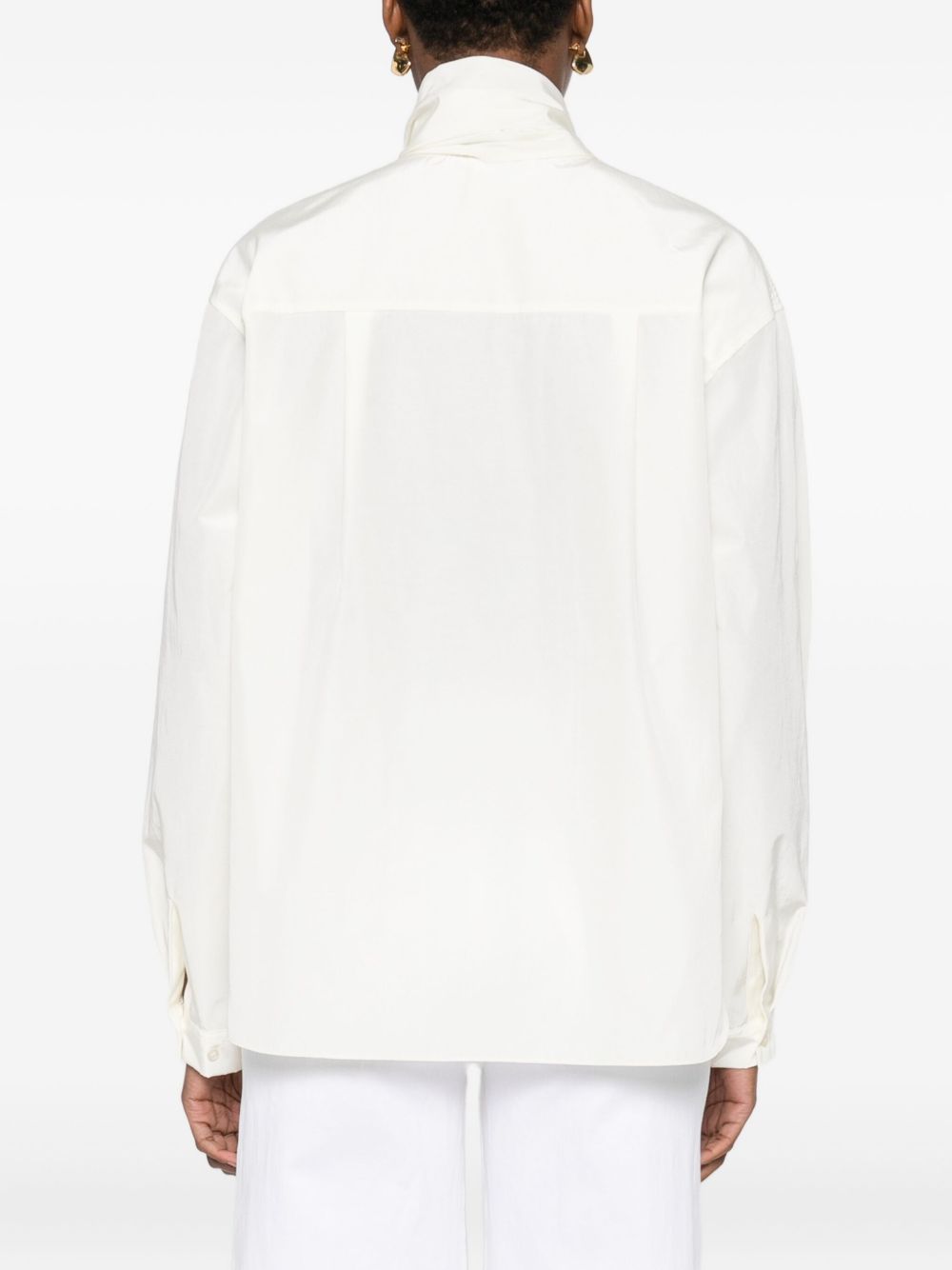 Forte Forte Pussy-Bow Off-White Curved Hem Shirt White