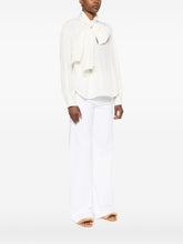 Forte Forte Pussy-Bow Off-White Curved Hem Shirt White