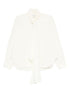 Forte Forte Pussy-Bow Off-White Curved Hem Shirt White