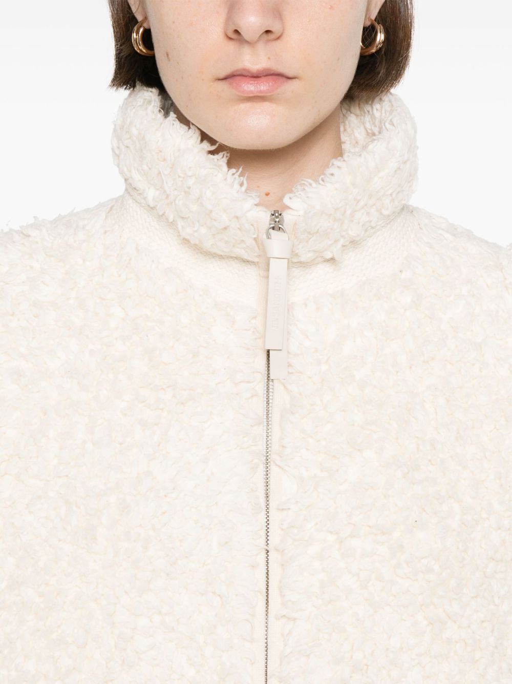 Jil Sander Plus Shearling Zip-Up Jacket in White White