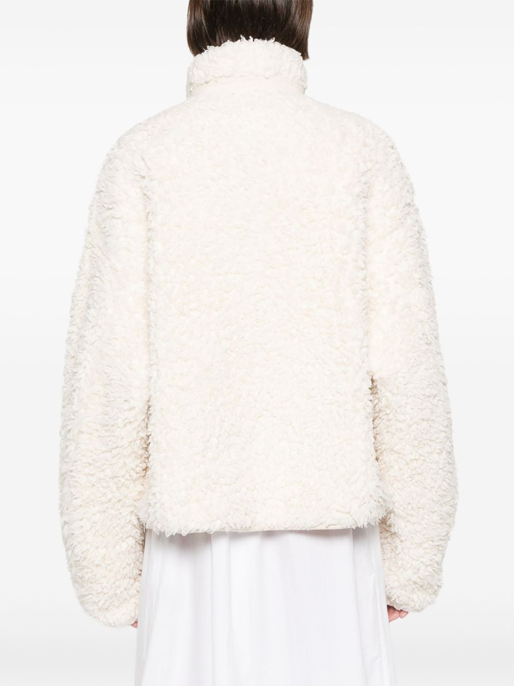 Jil Sander Plus Shearling Zip-Up Jacket in White White