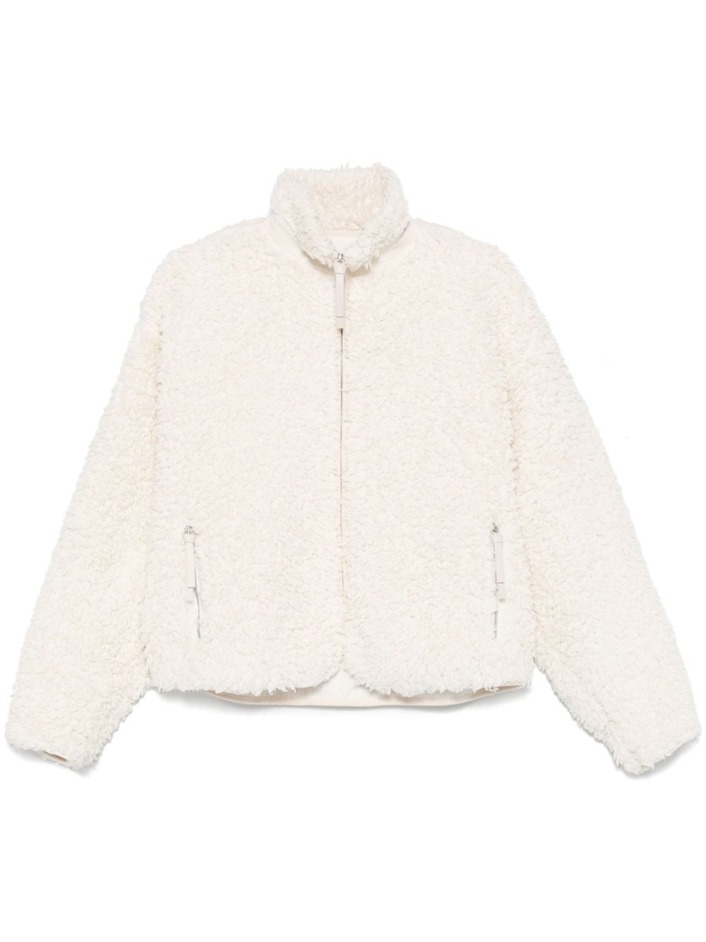 Jil Sander Plus Shearling Zip-Up Jacket in White White