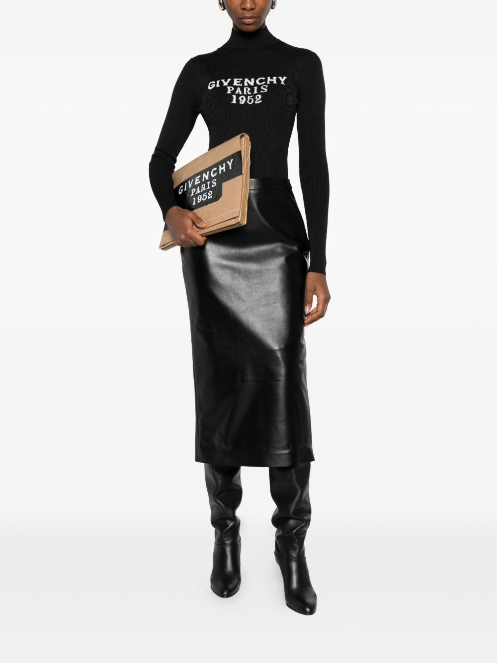 Givenchy Ribbed High-Neck Long-Sleeve Bodysuit Black