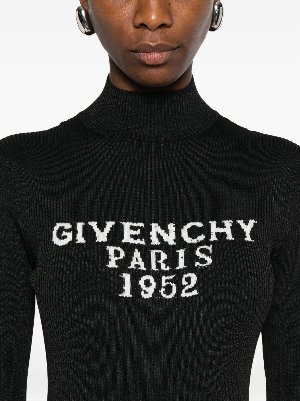 Givenchy Ribbed High-Neck Long-Sleeve Bodysuit Black