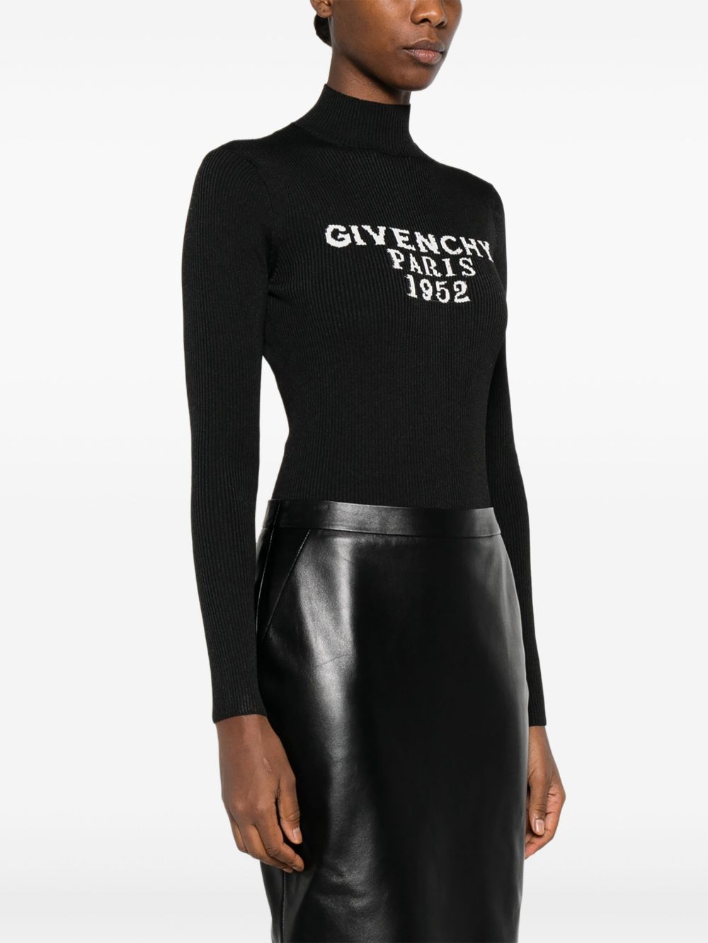 Givenchy Ribbed High-Neck Long-Sleeve Bodysuit Black