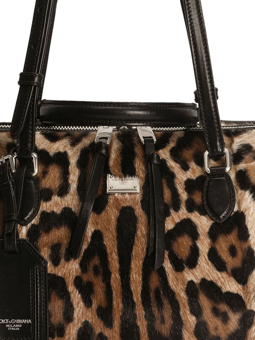 Dolce & Gabbana Medium Animal-Print Leather Shoulder Bag Brown