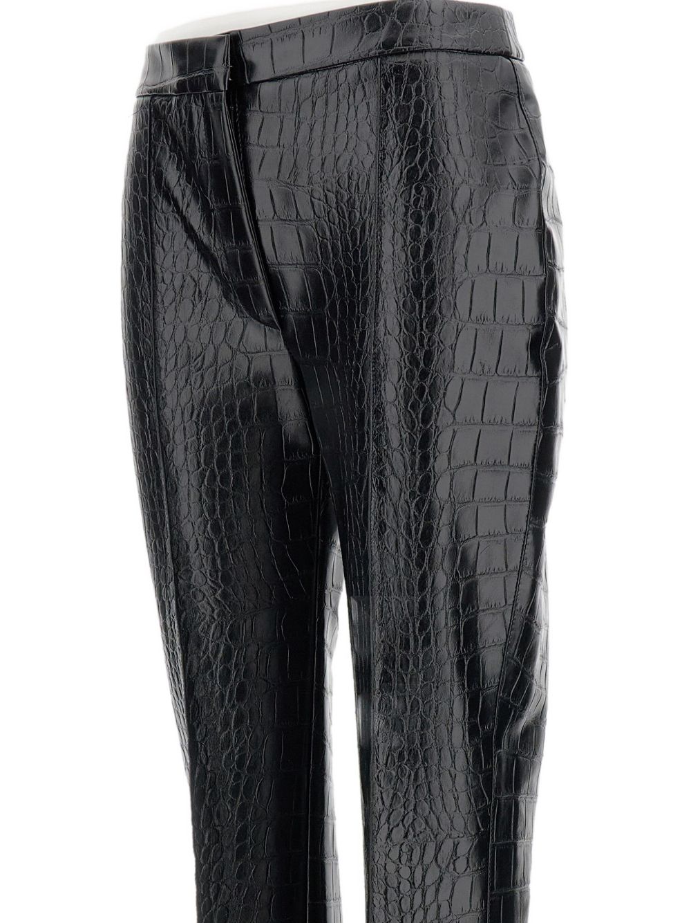Elisabetta Franchi Crocodile-Embossed High-Waisted Trousers Black Black